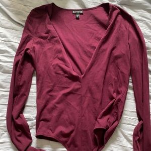 Express Long Sleeve Deep V Bodysuit